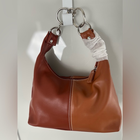 NWT URBAN OUTFITTERS Two Tone Brown Vegan Leather Handbag Purse Silver Accent - Picture 6 of 16